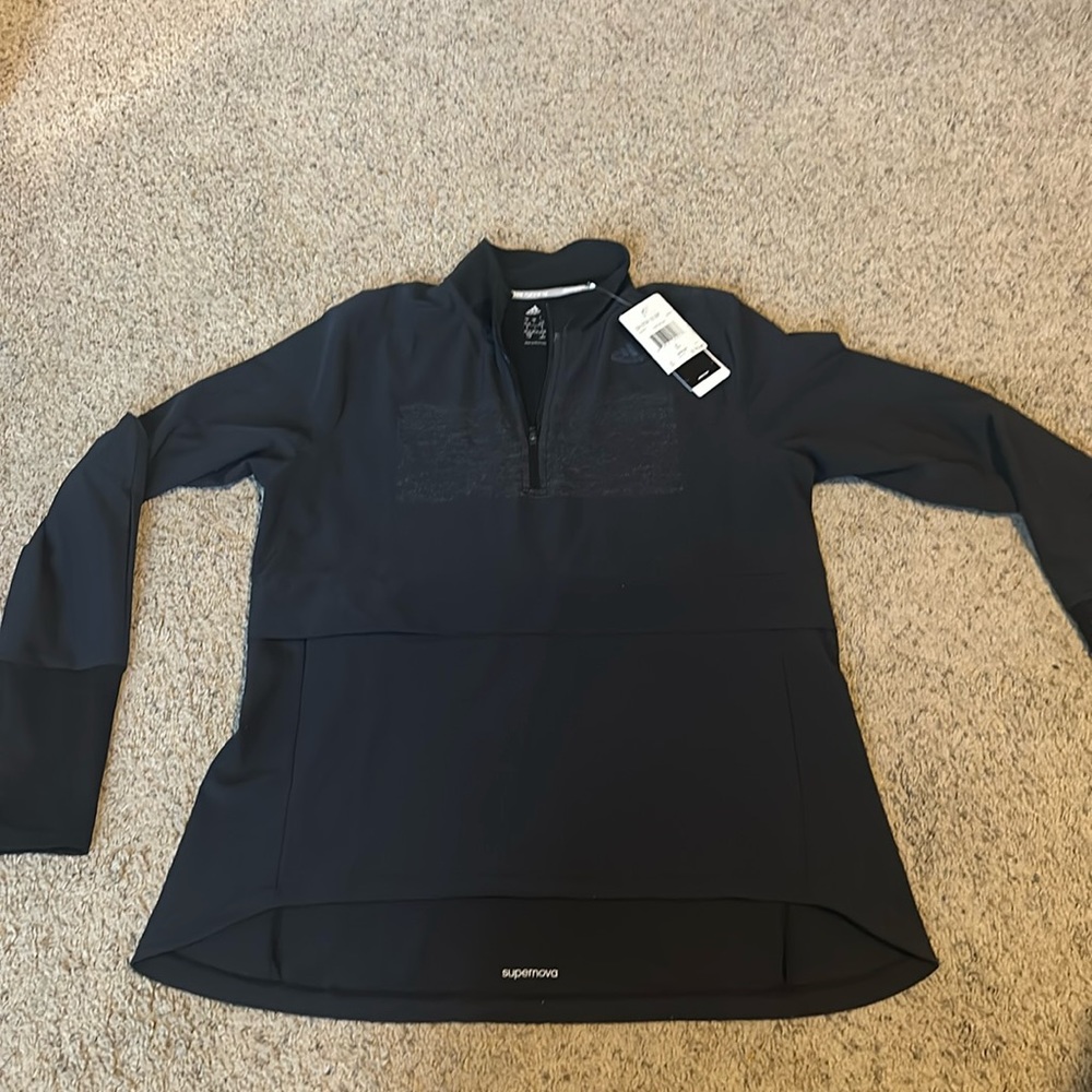 Adidas 1/2 zip running windbreaker - size large